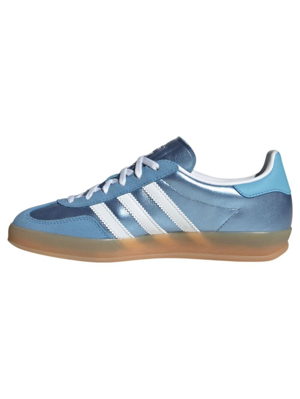 adidas Gazelle Indoor - Womens Sneaker Metallic Blue White Gum JS1407 NEW - Picture 3 of 9